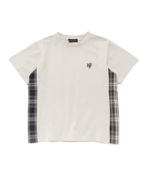 BeBe Petits Pois Vert / ベベ プチ ポワ ヴェール Tシャツ | 【店舗限定】チェック切り替えロゴ刺しゅう天竺Tシャツ(95~150cm) | 詳細10