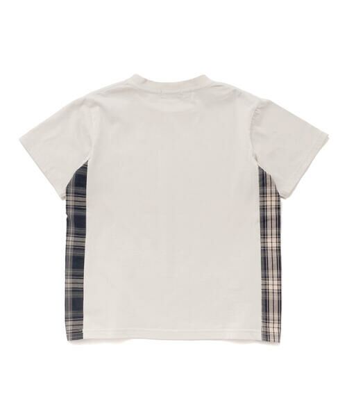 BeBe Petits Pois Vert / ベベ プチ ポワ ヴェール Tシャツ | 【店舗限定】チェック切り替えロゴ刺しゅう天竺Tシャツ(95~150cm) | 詳細11