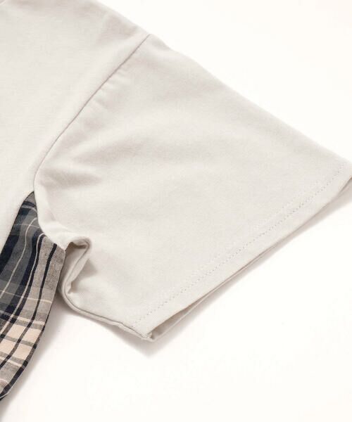 BeBe Petits Pois Vert / ベベ プチ ポワ ヴェール Tシャツ | 【店舗限定】チェック切り替えロゴ刺しゅう天竺Tシャツ(95~150cm) | 詳細13