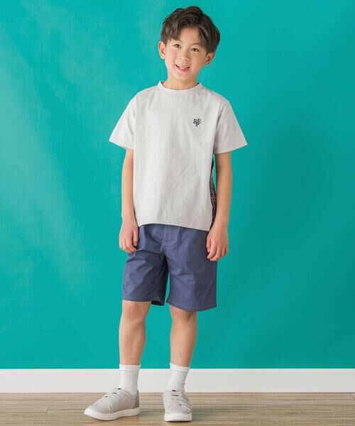 BeBe Petits Pois Vert / ベベ プチ ポワ ヴェール Tシャツ | 【店舗限定】チェック切り替えロゴ刺しゅう天竺Tシャツ(95~150cm) | 詳細8