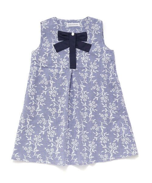 BeBe Petits Pois Vert / ベベ プチ ポワ ヴェール ミニ丈・ひざ丈ワンピース | ギンガムチェック花柄プリントワンピース(95~150cm) | 詳細19