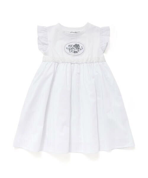 BeBe Petits Pois Vert / ベベ プチ ポワ ヴェール ミニ丈・ひざ丈ワンピース | 袖フリルエンブレム刺しゅうワンピース(95~150cm) | 詳細5