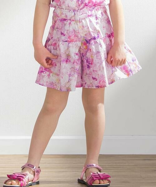 BeBe Petits Pois Vert / ベベ プチ ポワ ヴェール シャツ・ブラウス | 花柄フリルブラウス+キュロットパンツセットアップ(95~150cm) | 詳細4