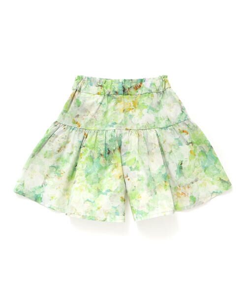 BeBe Petits Pois Vert / ベベ プチ ポワ ヴェール シャツ・ブラウス | 花柄フリルブラウス+キュロットパンツセットアップ(95~150cm) | 詳細11