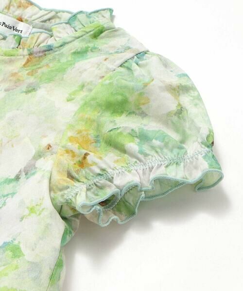 BeBe Petits Pois Vert / ベベ プチ ポワ ヴェール シャツ・ブラウス | 花柄フリルブラウス+キュロットパンツセットアップ(95~150cm) | 詳細13