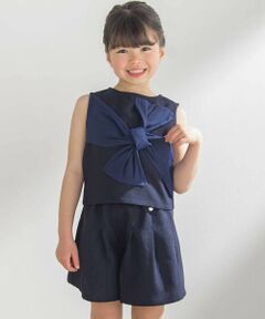 BeBe Petits Pois Vert / ベベ プチ ポワ ヴェール シャツ・ブラウス | 【前後着用可能】ノースリーブブラウス+タックキュロットパンツセットアップ(95~150cm)