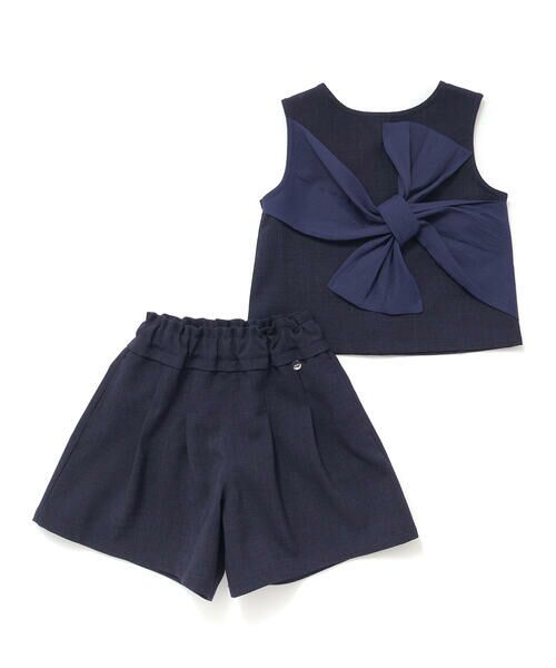 BeBe Petits Pois Vert / ベベ プチ ポワ ヴェール シャツ・ブラウス | 【前後着用可能】ノースリーブブラウス+タックキュロットパンツセットアップ(95~150cm) | 詳細5