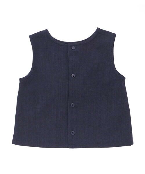 BeBe Petits Pois Vert / ベベ プチ ポワ ヴェール シャツ・ブラウス | 【前後着用可能】ノースリーブブラウス+タックキュロットパンツセットアップ(95~150cm) | 詳細6