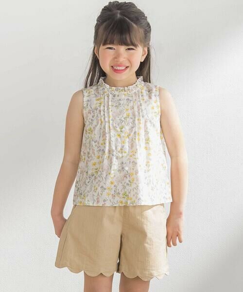 BeBe Petits Pois Vert / ベベ プチ ポワ ヴェール シャツ・ブラウス | 花柄Aラインノースリーブブラウス(95~150cm) | 詳細2