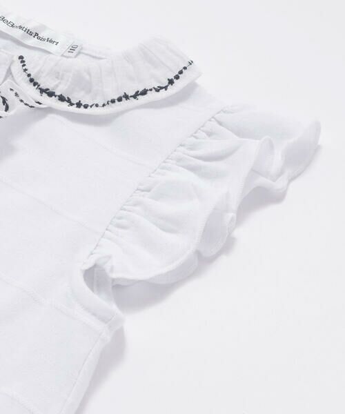 BeBe Petits Pois Vert / ベベ プチ ポワ ヴェール シャツ・ブラウス | 花ライン刺しゅうフリルノースリーブブラウス(95~160cm) | 詳細9