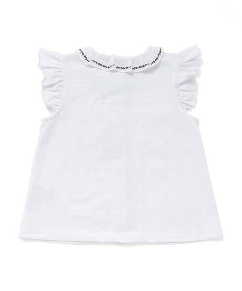 BeBe Petits Pois Vert / ベベ プチ ポワ ヴェール シャツ・ブラウス | 花ライン刺しゅうフリルノースリーブブラウス(95~160cm) | 詳細6