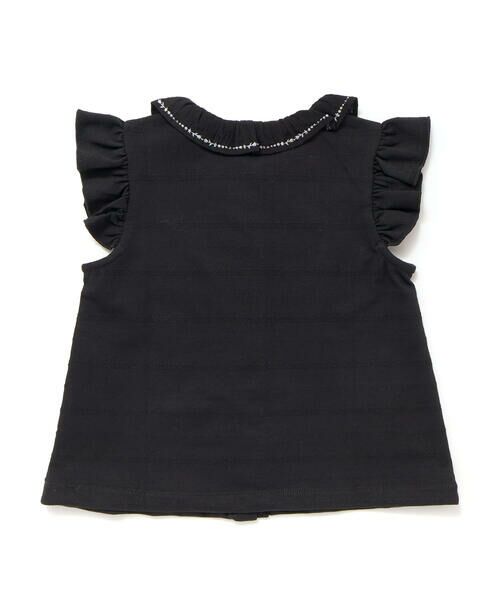 BeBe Petits Pois Vert / ベベ プチ ポワ ヴェール シャツ・ブラウス | 花ライン刺しゅうフリルノースリーブブラウス(95~160cm) | 詳細15