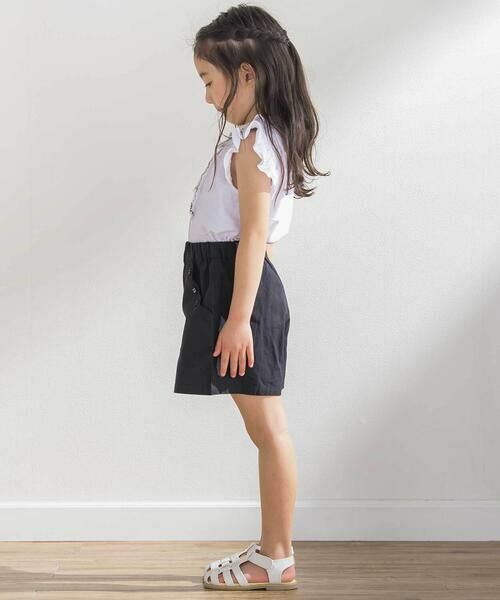 BeBe Petits Pois Vert / ベベ プチ ポワ ヴェール ショート・ハーフ・半端丈パンツ | スカラップポケットキュロットパンツ(95~150cm) | 詳細2