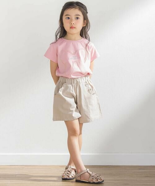 BeBe Petits Pois Vert / ベベ プチ ポワ ヴェール ショート・ハーフ・半端丈パンツ | スカラップポケットキュロットパンツ(95~150cm) | 詳細8