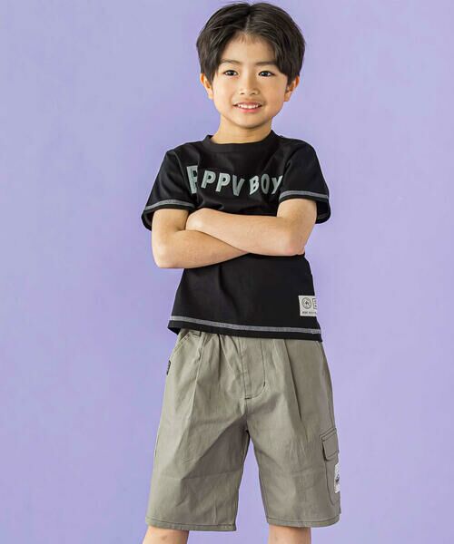 BeBe Petits Pois Vert / ベベ プチ ポワ ヴェール ショート・ハーフ・半端丈パンツ | フロントタック3ポケット5分丈カーゴパンツ(95~150cm) | 詳細2