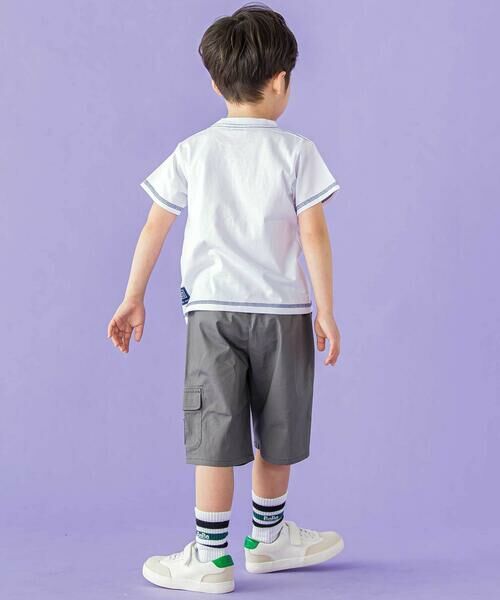 BeBe Petits Pois Vert / ベベ プチ ポワ ヴェール ショート・ハーフ・半端丈パンツ | フロントタック3ポケット5分丈カーゴパンツ(95~150cm) | 詳細7