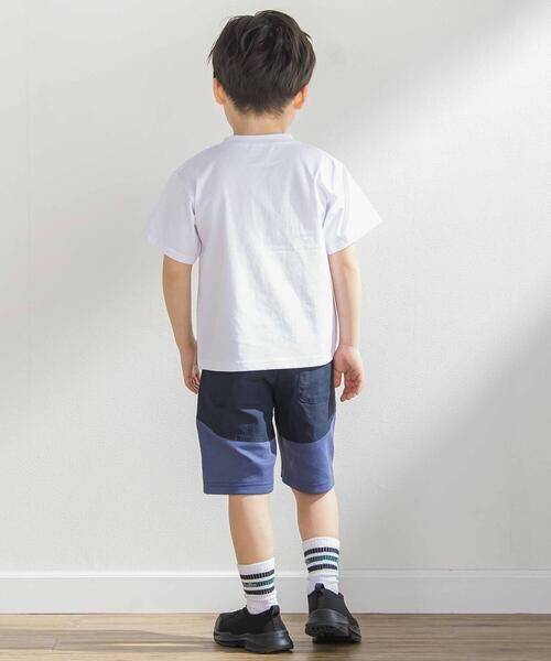 BeBe Petits Pois Vert / ベベ プチ ポワ ヴェール ショート・ハーフ・半端丈パンツ | 斜めカットソー布帛切り替え5分丈パンツ(95~160cm) | 詳細2