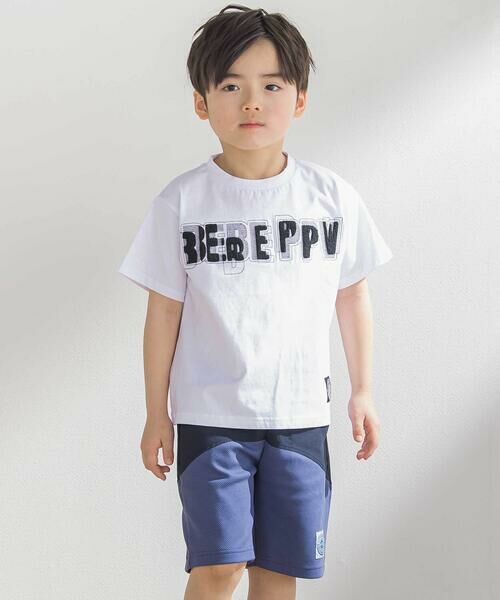 BeBe Petits Pois Vert / ベベ プチ ポワ ヴェール ショート・ハーフ・半端丈パンツ | 斜めカットソー布帛切り替え5分丈パンツ(95~160cm) | 詳細3