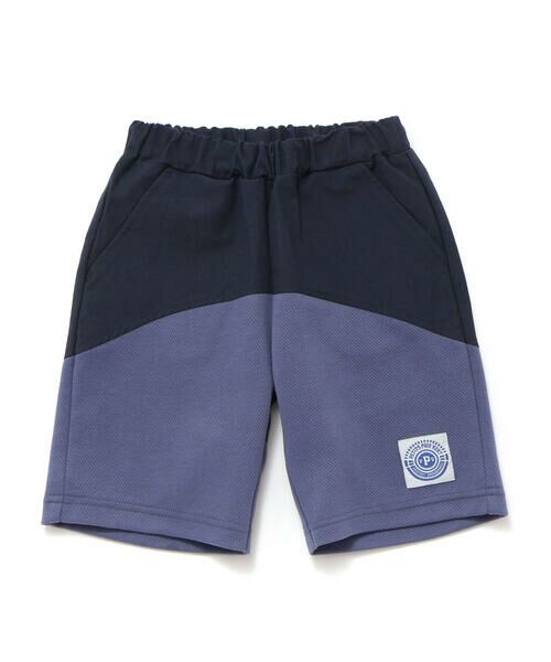 BeBe Petits Pois Vert / ベベ プチ ポワ ヴェール ショート・ハーフ・半端丈パンツ | 斜めカットソー布帛切り替え5分丈パンツ(95~160cm) | 詳細4