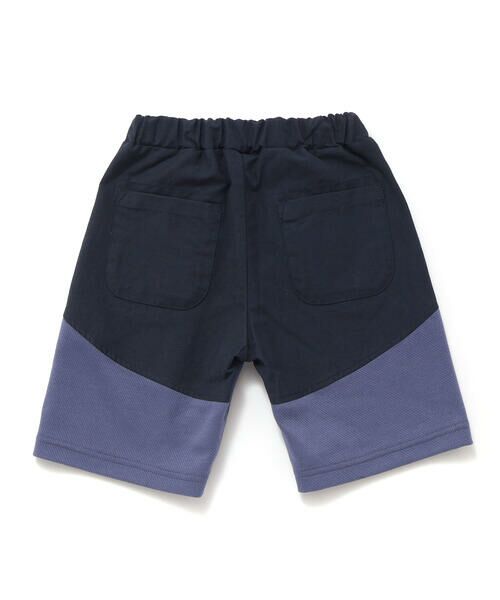 BeBe Petits Pois Vert / ベベ プチ ポワ ヴェール ショート・ハーフ・半端丈パンツ | 斜めカットソー布帛切り替え5分丈パンツ(95~160cm) | 詳細5