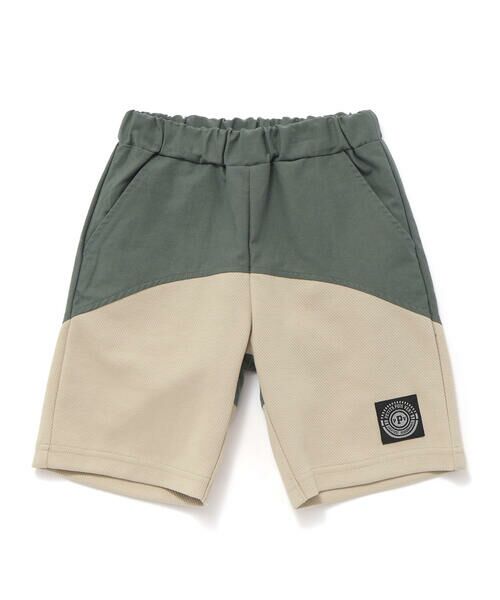 BeBe Petits Pois Vert / ベベ プチ ポワ ヴェール ショート・ハーフ・半端丈パンツ | 斜めカットソー布帛切り替え5分丈パンツ(95~160cm) | 詳細10