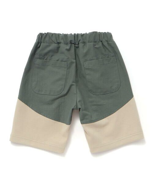 BeBe Petits Pois Vert / ベベ プチ ポワ ヴェール ショート・ハーフ・半端丈パンツ | 斜めカットソー布帛切り替え5分丈パンツ(95~160cm) | 詳細11