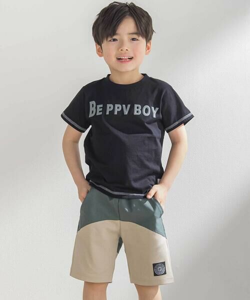 BeBe Petits Pois Vert / ベベ プチ ポワ ヴェール ショート・ハーフ・半端丈パンツ | 斜めカットソー布帛切り替え5分丈パンツ(95~160cm) | 詳細8