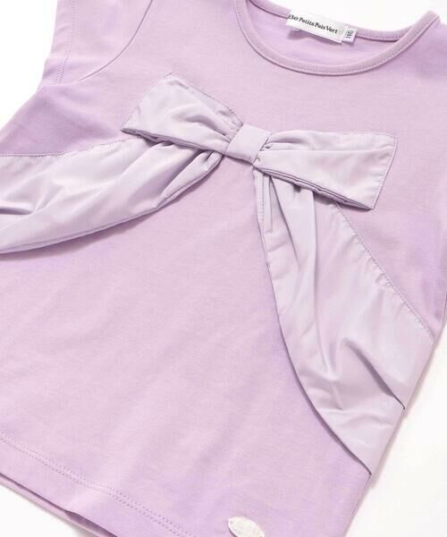 BeBe Petits Pois Vert / ベベ プチ ポワ ヴェール Tシャツ | サテン風配色リボンモチーフ半袖Tシャツ(95~150cm) | 詳細12