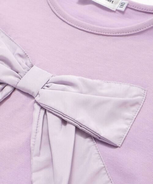 BeBe Petits Pois Vert / ベベ プチ ポワ ヴェール Tシャツ | サテン風配色リボンモチーフ半袖Tシャツ(95~150cm) | 詳細13