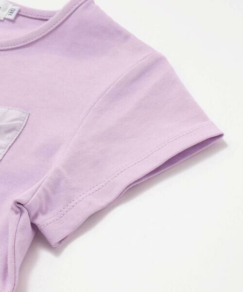 BeBe Petits Pois Vert / ベベ プチ ポワ ヴェール Tシャツ | サテン風配色リボンモチーフ半袖Tシャツ(95~150cm) | 詳細14