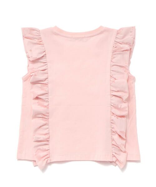 BeBe Petits Pois Vert / ベベ プチ ポワ ヴェール Tシャツ | 花柄シースルーフリルノースリーブTシャツ(95~150cm) | 詳細2