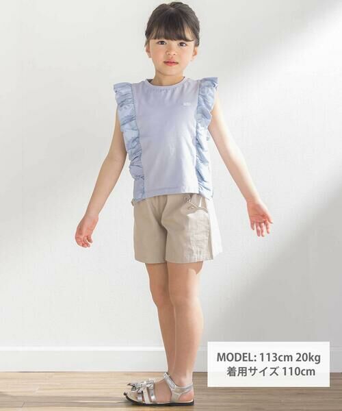 BeBe Petits Pois Vert / ベベ プチ ポワ ヴェール Tシャツ | 花柄シースルーフリルノースリーブTシャツ(95~150cm) | 詳細3