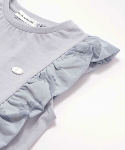 BeBe Petits Pois Vert / ベベ プチ ポワ ヴェール Tシャツ | 花柄シースルーフリルノースリーブTシャツ(95~150cm) | 詳細12