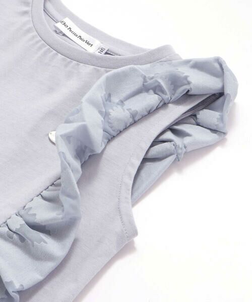 BeBe Petits Pois Vert / ベベ プチ ポワ ヴェール Tシャツ | 花柄シースルーフリルノースリーブTシャツ(95~150cm) | 詳細13