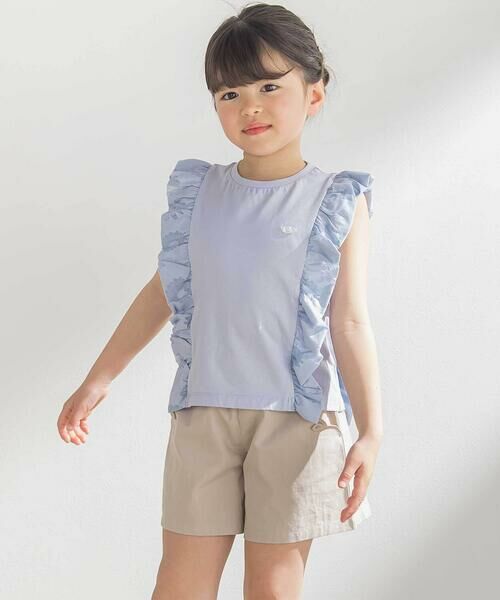BeBe Petits Pois Vert / ベベ プチ ポワ ヴェール Tシャツ | 花柄シースルーフリルノースリーブTシャツ(95~150cm) | 詳細4