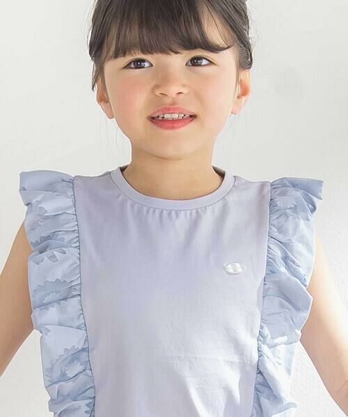 BeBe Petits Pois Vert / ベベ プチ ポワ ヴェール Tシャツ | 花柄シースルーフリルノースリーブTシャツ(95~150cm) | 詳細5