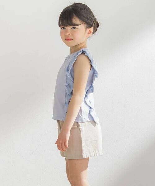 BeBe Petits Pois Vert / ベベ プチ ポワ ヴェール Tシャツ | 花柄シースルーフリルノースリーブTシャツ(95~150cm) | 詳細6