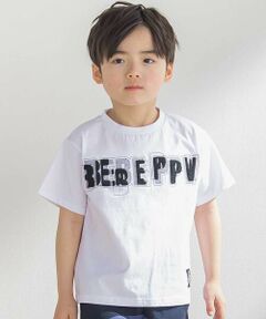 BeBe Petits Pois Vert / ベベ プチ ポワ ヴェール Tシャツ | ステッチ＆サガラ刺しゅうロゴ半袖Tシャツ(95~150cm)