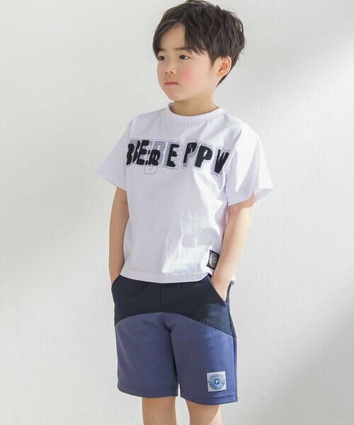 BeBe Petits Pois Vert / ベベ プチ ポワ ヴェール Tシャツ | ステッチ＆サガラ刺しゅうロゴ半袖Tシャツ(95~150cm) | 詳細2