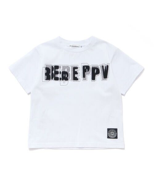 BeBe Petits Pois Vert / ベベ プチ ポワ ヴェール Tシャツ | ステッチ＆サガラ刺しゅうロゴ半袖Tシャツ(95~150cm) | 詳細4
