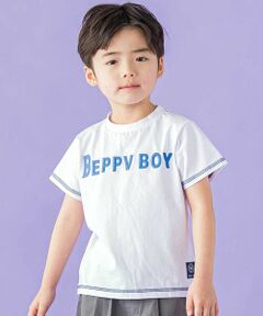 BeBe Petits Pois Vert / ベベ プチ ポワ ヴェール Tシャツ | 配色ステッチ立体ロゴプリント半袖Tシャツ(95~160cm)