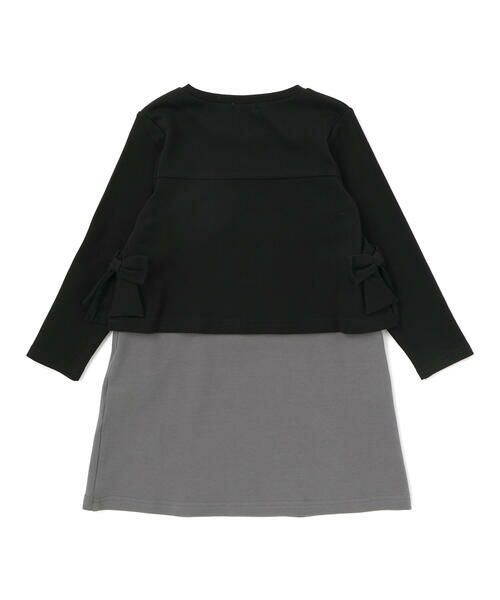 BeBe Petits Pois Vert / ベベ プチ ポワ ヴェール ミニ丈・ひざ丈ワンピース | 【店舗限定】重ね着風配色ポンチ長袖ワンピース(95~150cm) | 詳細6