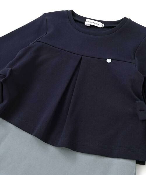 BeBe Petits Pois Vert / ベベ プチ ポワ ヴェール ミニ丈・ひざ丈ワンピース | 【店舗限定】重ね着風配色ポンチ長袖ワンピース(95~150cm) | 詳細10