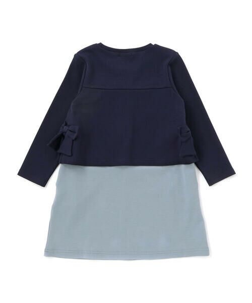 BeBe Petits Pois Vert / ベベ プチ ポワ ヴェール ミニ丈・ひざ丈ワンピース | 【店舗限定】重ね着風配色ポンチ長袖ワンピース(95~150cm) | 詳細8