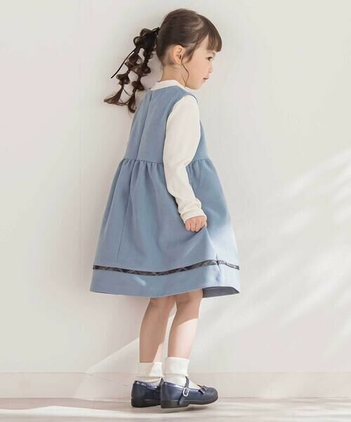 BeBe Petits Pois Vert / ベベ プチ ポワ ヴェール ロング・マキシ丈ワンピース | 【店舗限定】チェック柄リボンジャンパースカート(95~150cm) | 詳細2