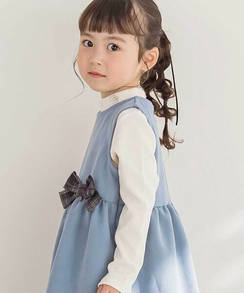 BeBe Petits Pois Vert / ベベ プチ ポワ ヴェール ロング・マキシ丈ワンピース | 【店舗限定】チェック柄リボンジャンパースカート(95~150cm) | 詳細3