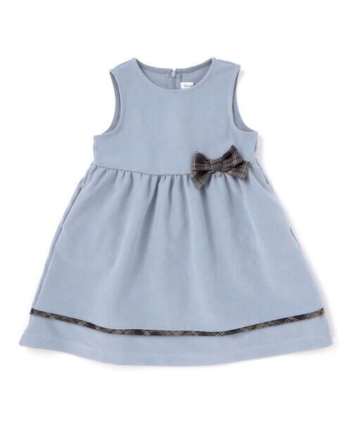 BeBe Petits Pois Vert / ベベ プチ ポワ ヴェール ロング・マキシ丈ワンピース | 【店舗限定】チェック柄リボンジャンパースカート(95~150cm) | 詳細4