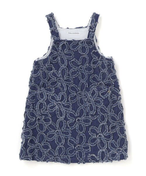 BeBe Petits Pois Vert / ベベ プチ ポワ ヴェール ミニ・ひざ丈スカート | 【店舗限定】花柄フリンジデニムジャンパースカート(95~150cm) | 詳細3