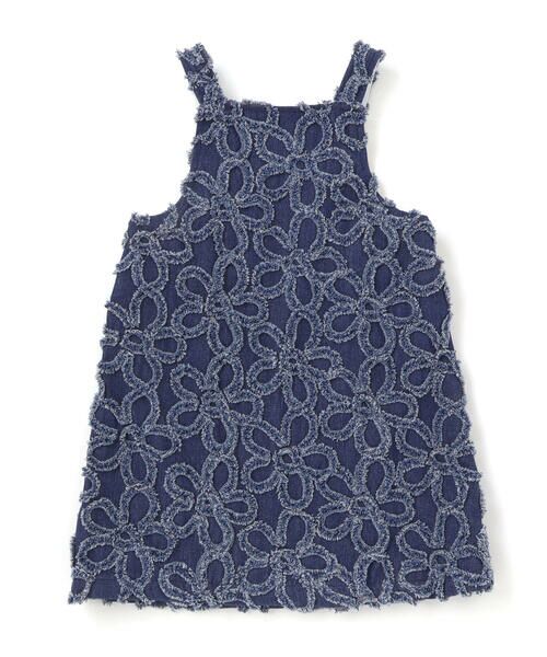 BeBe Petits Pois Vert / ベベ プチ ポワ ヴェール ミニ・ひざ丈スカート | 【店舗限定】花柄フリンジデニムジャンパースカート(95~150cm) | 詳細4