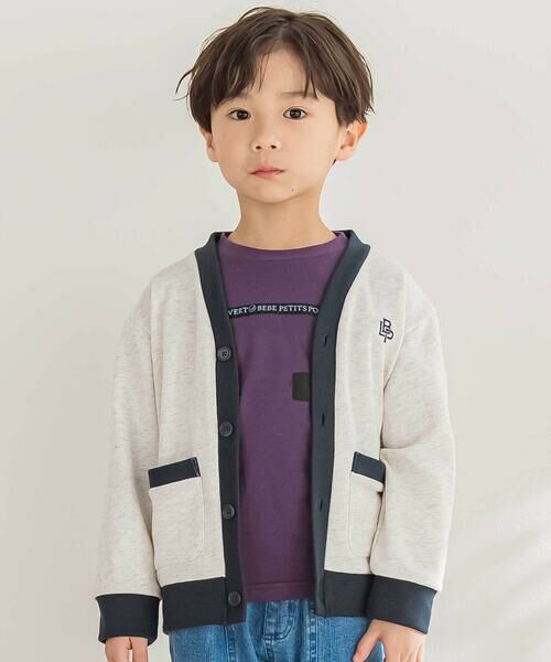BeBe Petits Pois Vert/ベベ プチ ポワ ヴェール 【店舗限定】配色裏毛カーディガン(95~160cm) ホワイト系 140cm BeBe Petits Pois Vert/ベベ プチ ポワ ヴェール 【店舗限定】配色裏毛カーディガン(95~160cm) ホワイト系 140cm